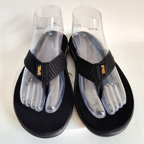 Teva Sandals Size 9 Voya Slip On Flip Flops Black Comfort Women Lightweight - Picture 5 of 11